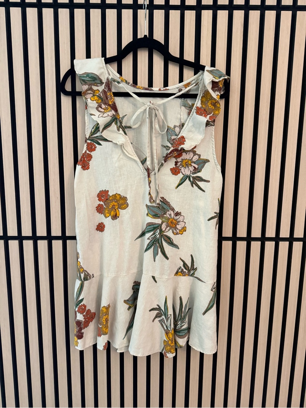Free people Floral Lightweight Drawstring Top in Cream & Mustard - Picture 3 of 3